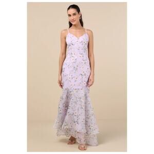 Lulu's Lavender Floral Maxi Dress